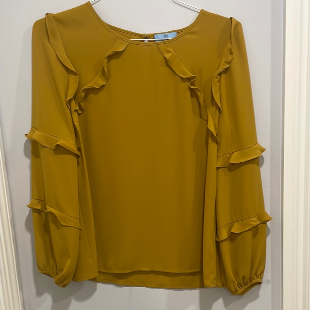 Mustard Ruffle Sleeve Women's Top